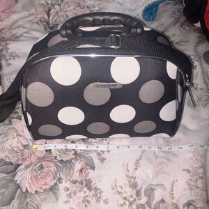Luca Vergani Black Makeup Bag with White And Grey Polka Dots
